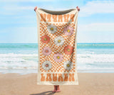 Personalized Retro Beach Towel with Name – Custom Birthday & Vacation Gift for Kids and Adults, Multi Style Summer Beach Accessory