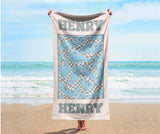 Personalized Retro Beach Towel with Name – Custom Birthday & Vacation Gift for Kids and Adults, Multi Style Summer Beach Accessory