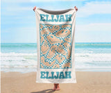 Personalized Retro Beach Towel with Name – Custom Birthday & Vacation Gift for Kids and Adults, Multi Style Summer Beach Accessory