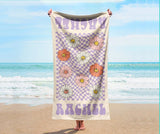 Personalized Retro Beach Towel with Name – Custom Birthday & Vacation Gift for Kids and Adults, Multi Style Summer Beach Accessory