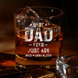 Best Dad Whiskey Glass, Personalized Fathers Day Gift, Custom Rock Glass, Kid Names Gift for Dad, Daddy Birthday Gift, Papa Christmas Gift