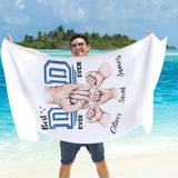 Best Dad Ever Beach Towel, Custom Best Dad Towels - Father Personalized Beach Towel with Kids Names, Best Dad Ever Gift for Him T146