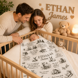 Personalized Name Blanket - Bible verse kid blanket - Christian baby gift newborn receiving blanket - Gift for Baptism - Woodland blanket - Custom Christian Nursery decor gift
