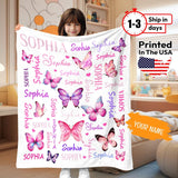 Personalized Butterfly Blanket with Name - Unique Gifts for Kids and Adults