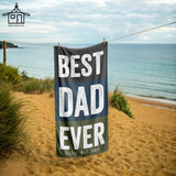 Personalized Retro Best Mom Dad Beach Towel, Vintage Pool Towel for Parents, Fun Anniversary Gift, 70s Style Towel, Summer Travel Gift Idea