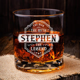 The Man The Myth The Legend Whiskey Glass, Personalized Fathers Day Gift, Custom Rock Glass, Dad Birthday Gift, Anniversary Gift for Husband