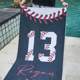 Youth Baseball Gift Travel Beach Towel with Name, Baseball Beach Towel for Boys Bachelor Party, Pool Party, Team Birthday Gift,For him