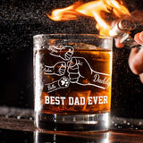Personalized Best Dad Ever Rocks Glass, Custom Bump Dad Kids Pet Whiskey Glass, Father's Day Gift, Birthday Gift For Dad/ Grandpa, Dad Gift