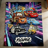Personalized Cars Space Adventure Blanket Soft Throw, Toddler Gift