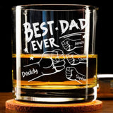 Custom Hand Kid Best Dad Ever Fist Bump Whiskey Glass, Custom Best Dad Ever Whiskey Glass For Dad , Father's Day Gifts, Gift For Husband