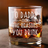 Personalized Dad's Reasons To Drink Whiskey Glass, Dad Birthday Gifts, Father's Day Gift, Rocks Glass, Gift from Daughter, Kids,Grandpa Gift