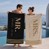 Personalized Couple Beach Towels Set, Mr. and Mrs. Beach Towels, Custom Wedding Gift, His and Hers Towels, Honeymoon Gift, Anniversary Gift