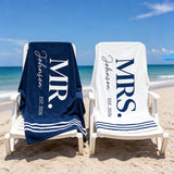 Personalized Couple Beach Towels Set, Mr. and Mrs. Beach Towels, Custom Wedding Gift, His and Hers Towels, Honeymoon Gift, Anniversary Gift