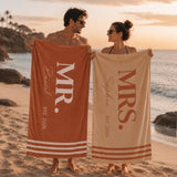 Personalized Couple Beach Towels Set, Mr. and Mrs. Beach Towels, Custom Wedding Gift, His and Hers Towels, Honeymoon Gift, Anniversary Gift