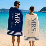 Personalized Couple Beach Towels Set, Mr. and Mrs. Beach Towels, Custom Wedding Gift, His and Hers Towels, Honeymoon Gift, Anniversary Gift