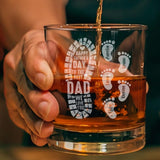 Personalized Dad And Kids Footprints Engraved Whiskey Glass, Custom Father's Day Gift with Kids Names, Grandpa Gift, Dad Birthday Gift