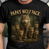 Custom Papa's Wolf Pack Shirt, Custom Grandpa With Kids Names Shirt, Personalized Wolf Pack Tee, Gift for Grandpa, Father's Day Gift
