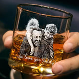Custom Photo Dad Whiskey Glass, Personalized Fathers Day Gift From Son Daughter, Portrait Daddy Rocks Glass, New Dad Gift, Gift For Husband
