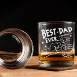 Custom Hand Kid Best Dad Ever Fist Bump Whiskey Glass, Custom Best Dad Ever Whiskey Glass For Dad , Father's Day Gifts, Gift For Husband