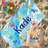 Personalized Kids Beach Towel, Custom Name Summer Gift for Boys or Girls