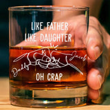 Custom Like Father Like Daughter Whiskey Glass, Fist Bump Dad, Whiskey Glass With Kids Names, Father's Day Gift, New Dad Gift, Birthday Gift