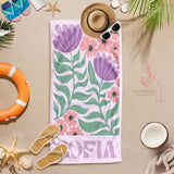 Personalized Retro Beach Towel with Name,Groovy Vibes Beach,Retro Floral Towel,Pool Towel,Bachelorette Party,Vacation Gift,Summer Trip Towel