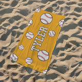 Personalized Baseball Beach Towel, Custom Name Pool Towel, 30"x60" Beach Towel, Personalized Gift for Toddlers/Kids/Adults, Team Gifts