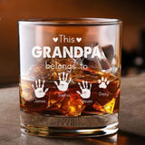 This Grandpa Belongs To Whiskey Glass, Custom Kids Name Whiskey Glass For Grandpa, Custom Gift For Dad, Father's Day Gifts, Grandpa Cup