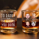 Personalized Dad's Reasons To Drink Whiskey Glass, Dad Birthday Gifts, Father's Day Gift, Rocks Glass, Gift from Daughter, Kids,Grandpa Gift