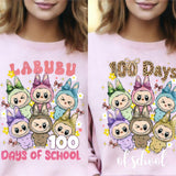 100 Days of School Shirt - Kawaii Labubu Inspired Shirt Gift For Labubu Fans Harajuku Style Animal Tee