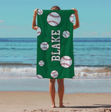 Personalized Baseball Beach Towel, Custom Name Pool Towel, 30"x60" Beach Towel, Personalized Gift for Toddlers/Kids/Adults, Team Gifts