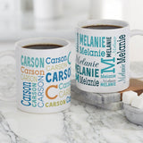 Trendy Repeating Name Personalized Coffee Mug, Gifts for Her, Mothers Day Gifts, Fathers Day Gift, Custom Coffee Cup, Mom Gift