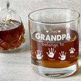This Grandpa Belongs To Whiskey Glass, Custom Kids Name Whiskey Glass For Grandpa, Custom Gift For Dad, Father's Day Gifts, Grandpa Cup