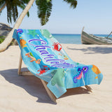 Personalized Kids Beach Towel, Custom Name Summer Gift for Boys or Girls