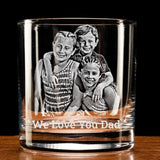 Custom Father's Day Gift for Dad, Engrave Your Favorite Photo on Whiskey Glass