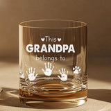 This Grandpa Belongs To Whiskey Glass, Custom Kids Name Whiskey Glass For Grandpa, Custom Gift For Dad, Father's Day Gifts, Grandpa Cup