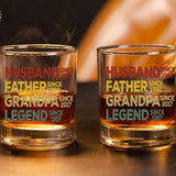 Personalized Dad Grandpa Whiskey Glass, Father's Day Gift, Husband Father Grandpa Legend, Grandfather Custom Dates, Funny Dad Birthday Gift