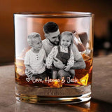 Custom Photo Whiskey Glass, Father's Day Gift for Dad, Family Photo Glass, Whiskey Glass with your Photo, New Dad Gift, Dad Birthday Gifts