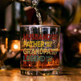 Personalized Dad Grandpa Whiskey Glass, Father's Day Gift, Husband Father Grandpa Legend, Grandfather Custom Dates, Funny Dad Birthday Gift