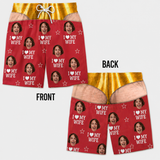 Custom Photo Funny I Love My Wife Men Swim Trunks - Personalized Birthday Gifts For Husband, Son, Grandson, Brother, Grandpa, Dad, Yourself