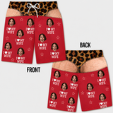 Custom Photo Funny I Love My Wife Men Swim Trunks - Personalized Birthday Gifts For Husband, Son, Grandson, Brother, Grandpa, Dad, Yourself