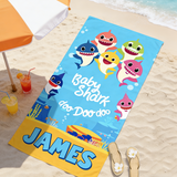Personalized Shark Name Beach Towel , Cute Custom Baby Gift,Shark Cartoon Towel,Custom Beach Towel, Baby Shower Gift, Kids Beach Towel