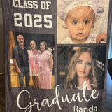 2025 Graduation Photo Blanket, Personalized Graduation Blanket, Senior Graduation Gift, Custom Text Graduation Blanket Gift, Class of 2025