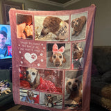 Custom Pet Photo Blanket, Dog Cat Memorial Gift, Pet Sympathy Gift, Christmas Keepsake, Dog Loss Gift, Paw Print Blanket