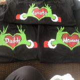 Custom Grinch Family Shirts, Grinchmas Matching Shirts, Grinch Christmas Daddy Mommy Baby Shirts,Personalize Grinch Heart Family 2024 Shirts