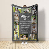Custom Pet Photo Blanket, Dog Cat Memorial Gift, Pet Sympathy Gift, Christmas Keepsake, Dog Loss Gift, Paw Print Blanket