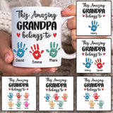 Personalized Grandpa Papa Handprint Up to 6 Kids Mug - Unique Gift for Christmas, Fathers Day, Birthday