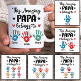 Personalized Grandpa Papa Handprint Up to 6 Kids Mug - Unique Gift for Christmas, Fathers Day, Birthday