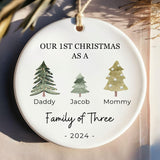 Family of Three Christmas Ornament - Personalized Baby's First Christmas Ornament, First Christmas Family Ornament