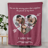 I Love You - Custom Photo Blanket, Pictures Puzzles and Love Words Valentines Blankets, Romantic Gift Ideas for Couples Wife Husband Gf Bf